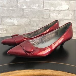 AK Anne Klein iflex Patent Red Kitten Heel Shoes